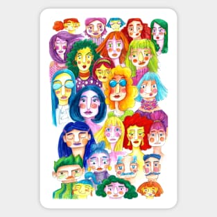 Faces in a Crowd Sticker